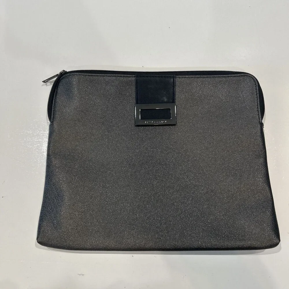 BVLGARI Zip Close  Makeup Bag Travel Toiletries Silver Gray Sparkle